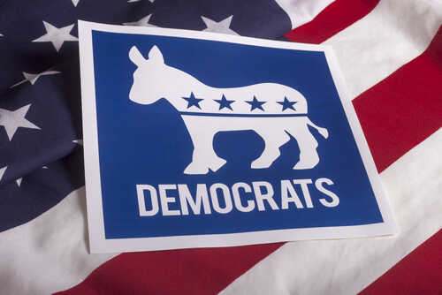 Democrat,Election,On,Textured,American,Flag