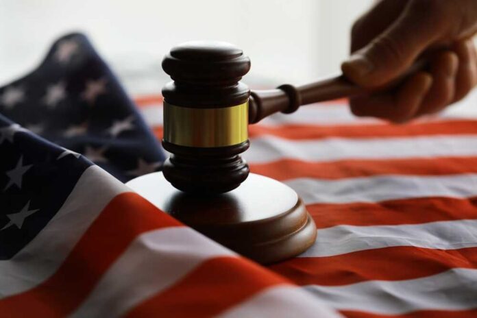 Judge's,Gavel,On,The,Table,In,Focus.,Cropped,View,Of