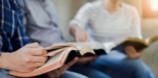 group of people reading bibles