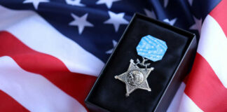 Medal of Honor on American flag background