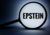 Epstein Probe Widens — Clintons, DOJ Officials Subpoenaed Magnifying glass highlighting the word 'EPSTEIN' against a dark background