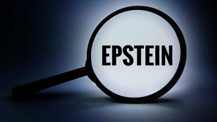Epstein,Under,The,Magnifying,Glass,Concept,Showing,Investigation,Scrutiny,Evidence Magnifying glass highlighting the word 'EPSTEIN' against a dark background