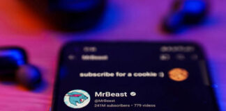 Phone screen showing MrBeasts YouTube channel page.