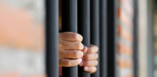 Hands gripping prison bars