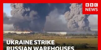 Ukraine strike Russian online retail warehouses | BBC News