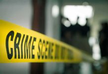 Murder Probe Hijacked By Identity Fight crime scene tape in a blurred indoor setting