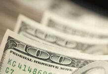 Stack of U.S. hundred dollar bills in close-up
