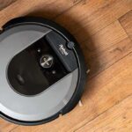 robot vacuum on hardwood floor