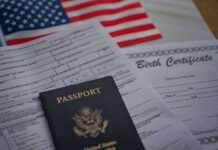 Congress Moves To Gut Birthright Loophole Passport and documents on table with American flag