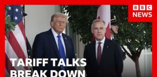 Canada says it will match US tariffs ‘dollar for dollar’ as trade talks break down | BBC News