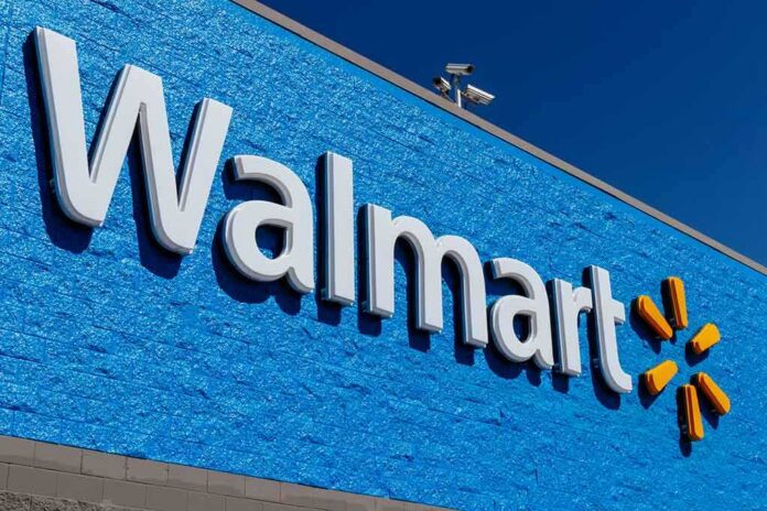 shutterstock_1098997382 Walmart storefront sign on bright blue exterior wall