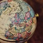 Vintage globe showing Europe, North Africa, and the North Atlantic