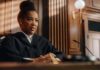 Legal Shock: Manslaughter Suddenly on Table Judge in courtroom speaking from the bench