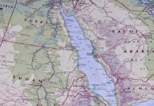 Map of the Red Sea and surrounding countries