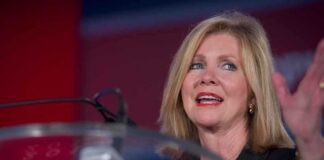 Marsha Blackburn speaking at a podium