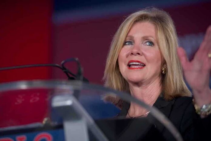 Marsha Blackburn speaking at a podium