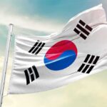 South Korea flag waving on a pole