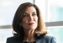 Kathy Hochul in a close-up portrait indoors