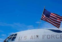 Military GAG Rule? Rare Article 88 Bombshell Hits Trump Critic American flag on U.S. Air Force aircraft against blue sky